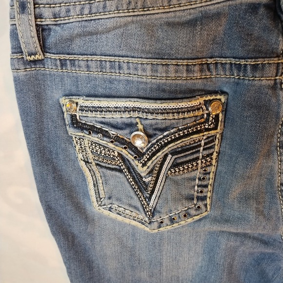 Vigoss Jeans Women Heritage S14 L30 Bootcut Embroidered Rhinestone Distressed - Picture 14 of 16